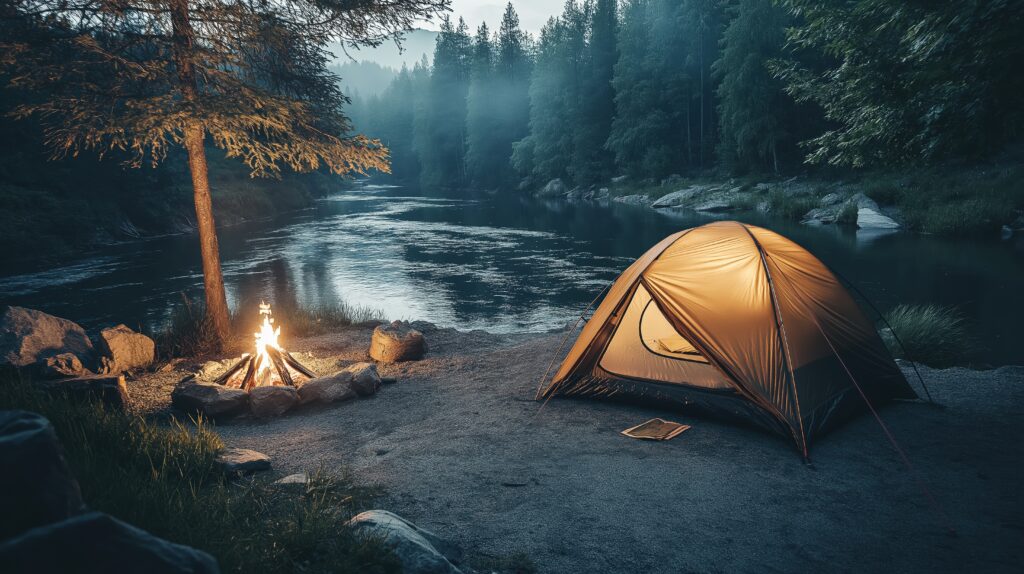 camping by a river