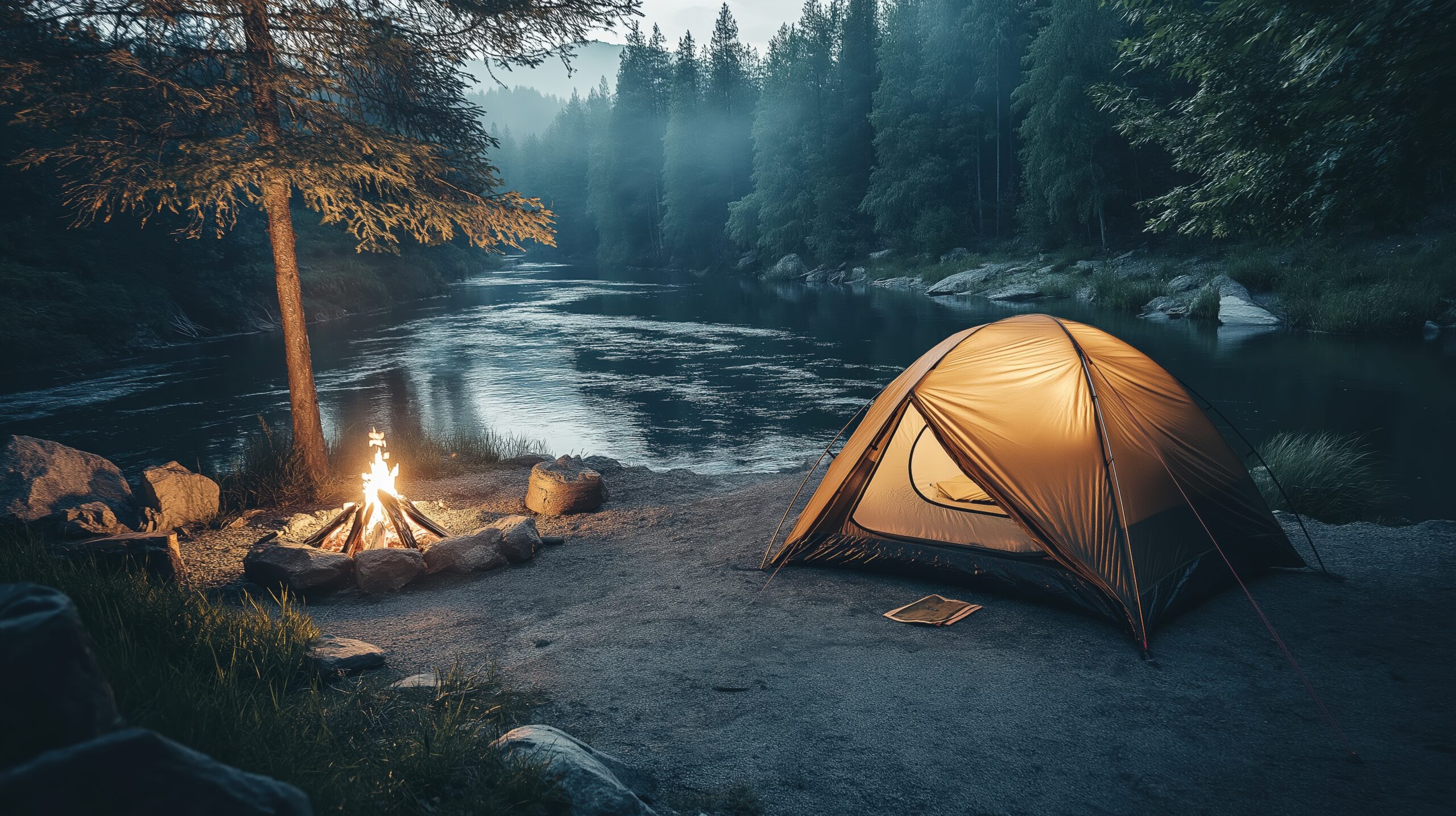 camping by a river