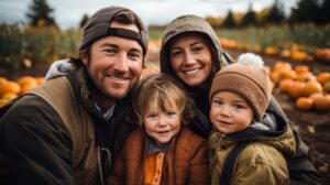 kids and parents at fall fair